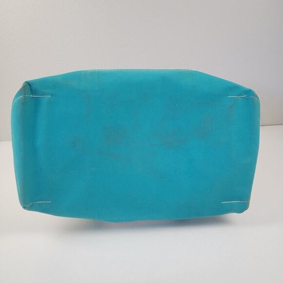 Vintage L.L. Bean Boat & Tote Canvas Blue Green Cream‎ Bag Large Top Handle - Picture 7 of 16